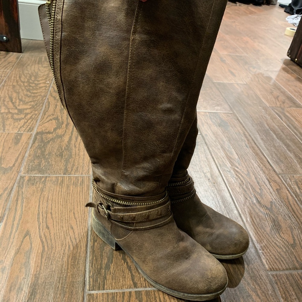 Rustic knee high boots